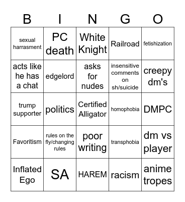 Nekopara DM Bingo Card