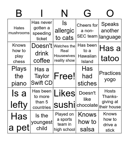 Dream Home Bingo Card