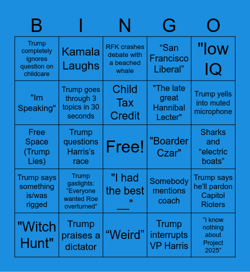 Debate 9/10 Bingo Card