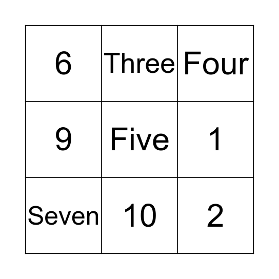 Number Bingo Card