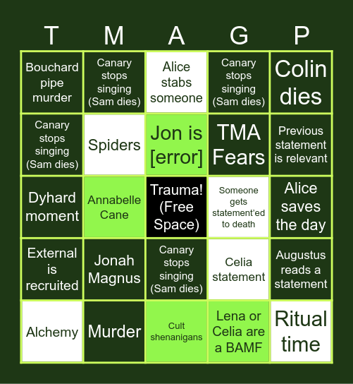 Protocol Season 1 Finale BINGO Card