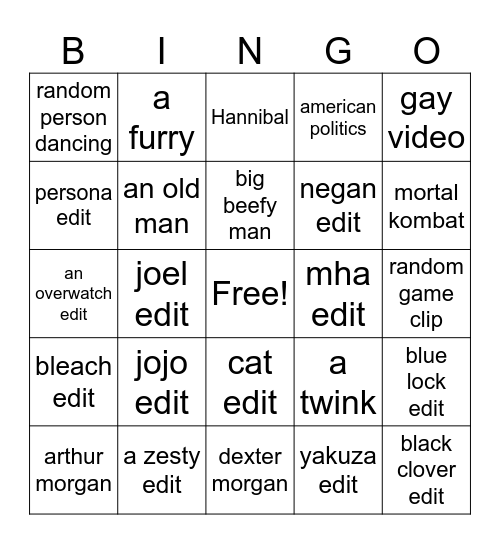 wills fyp OR ig reels !!!!!!!!!! Bingo Card