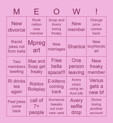 Server bingo :3 Bingo Card