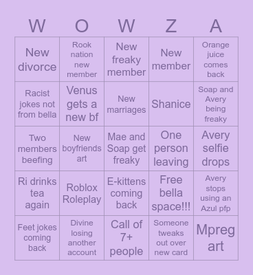 Server bingo! (⁠≧⁠▽⁠≦⁠) Bingo Card