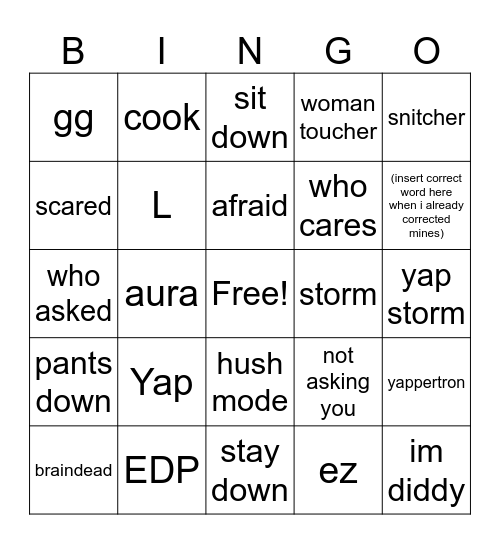 Hallows words Bingo Card