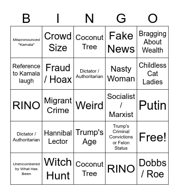 Debate Bingo Card