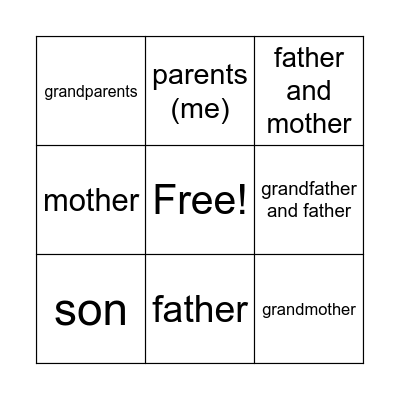 Family Bingo Card