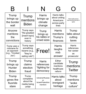 Debate bingo Card