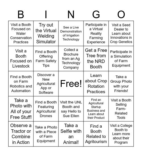 Husker Harvest Days BINGO Card