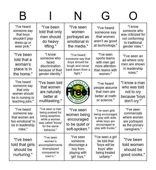 MS. PIA'S GENDER BINGO Card