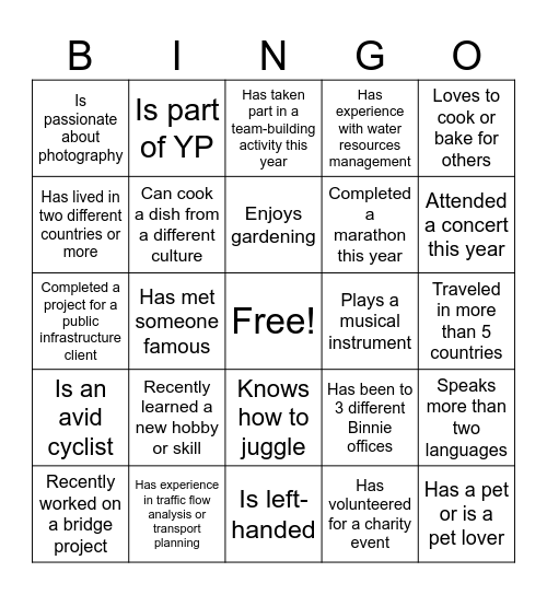 Binnie Bingo Card