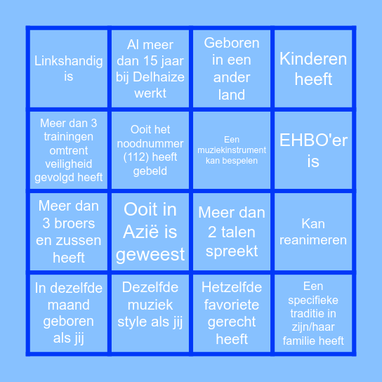 One Delhaize Logistics Team BINGO Card