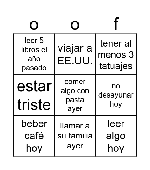 encuentra a alguien que Bingo Card