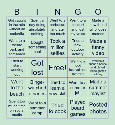 My Summer Bingo Card