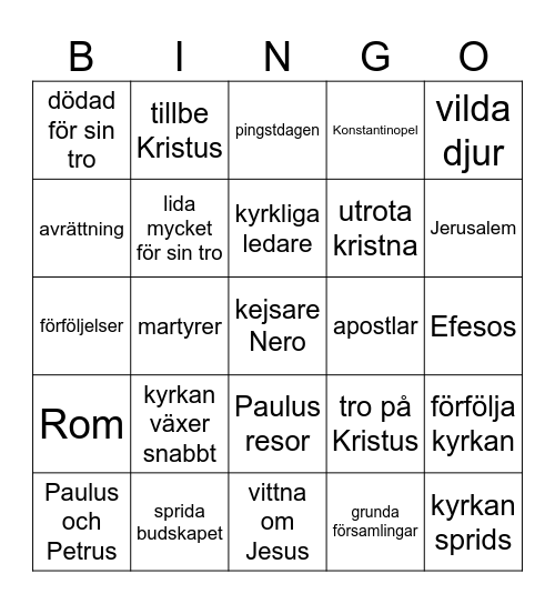 De första kristna Bingo Card