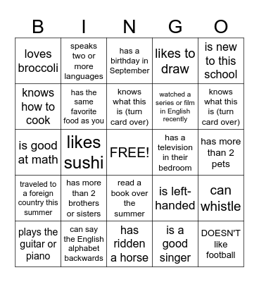 Find someone who... Bingo Card