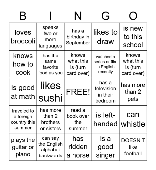 Find someone who... Bingo Card