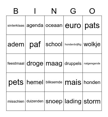 De dag dat het vissen regende Bingo Card