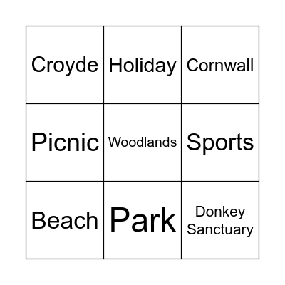 Staycation Bingo Card