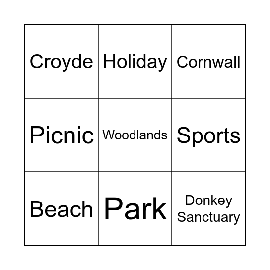 Staycation Bingo Card