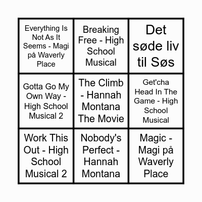 Disney Channel Musikbanko Bingo Card