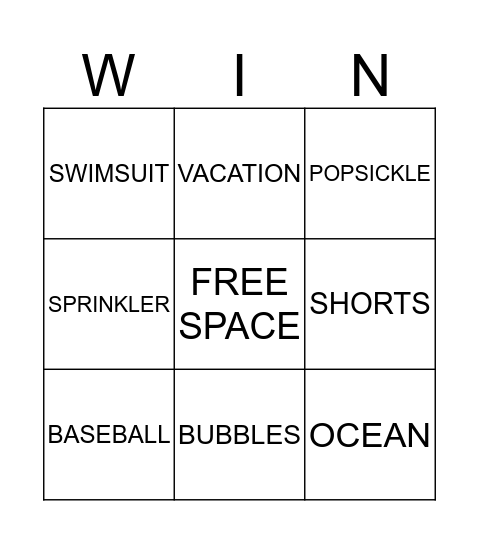 SUMMER FUN! Bingo Card