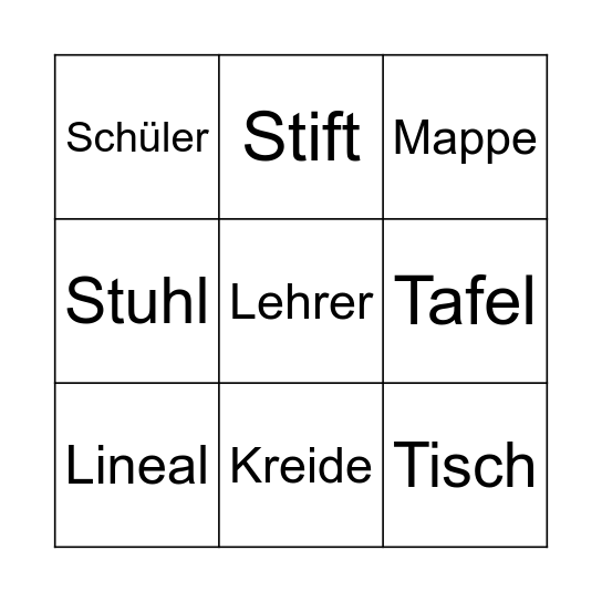 EInführung Schule Bingo Card