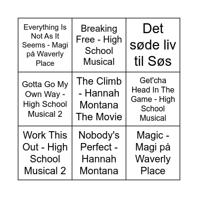 Disney Channel Musikbanko Bingo Card