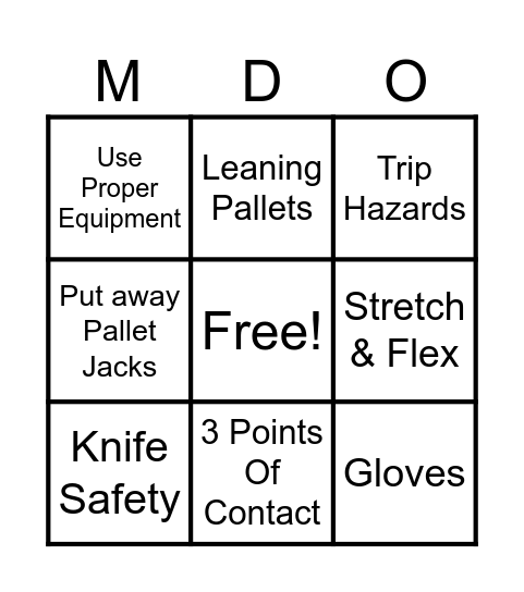 Home Depot Bingo Card