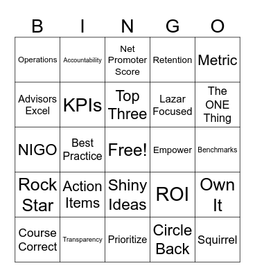 Office Jargon Bingo Card