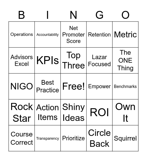 Office Jargon Bingo Card