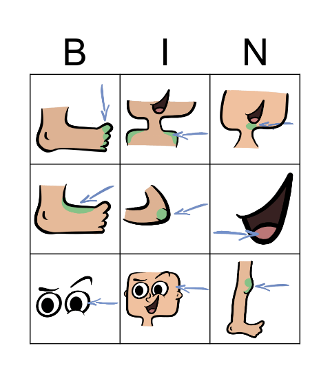 Body Parts Bingo Card