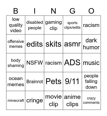 instagram bingo Card