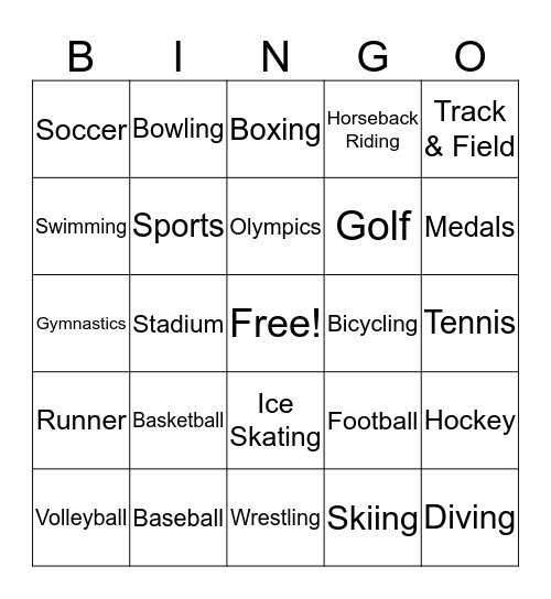 Sports Bingo! Bingo Card