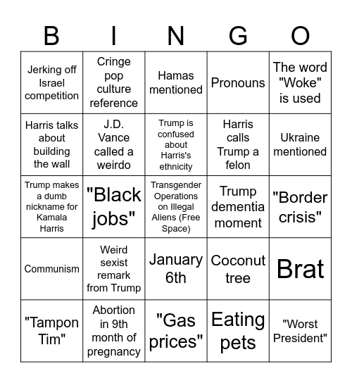 Debate night bingo Card