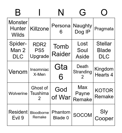 State of Play Bingo Card