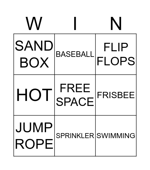 SUMMER FUN! Bingo Card