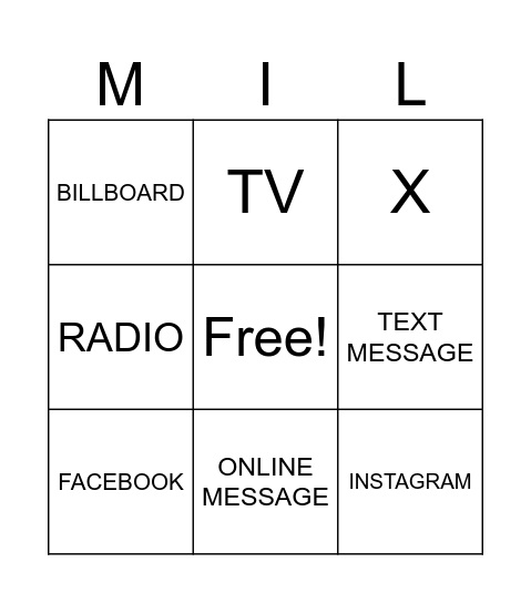 MEDIA Bingo Card