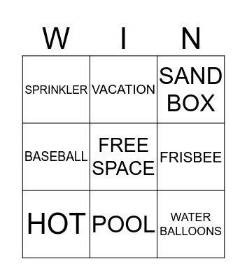 SUMMER FUN! Bingo Card