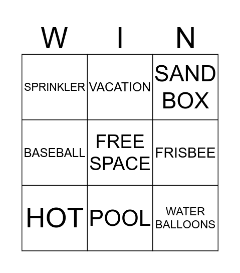 SUMMER FUN! Bingo Card