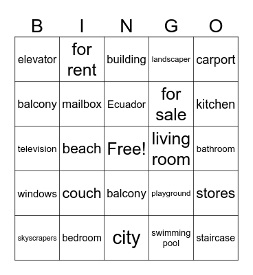 Apartments Bingo Card