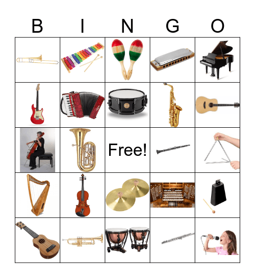 Musical Instruments Bingo Card