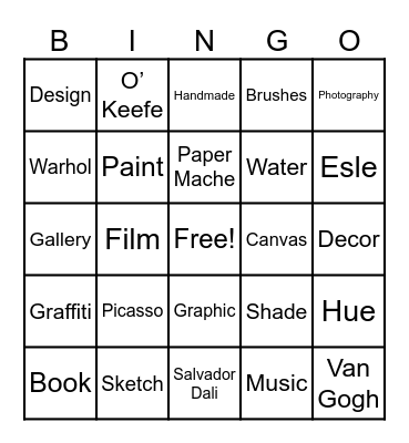 Art Bingo Card