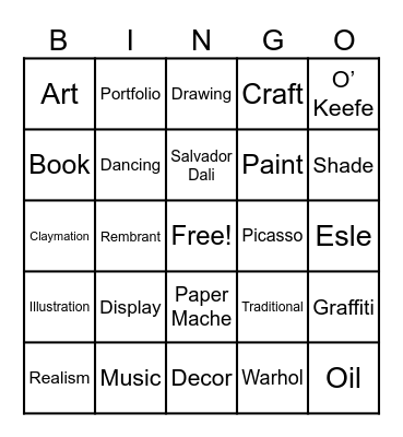 Art Bingo Card