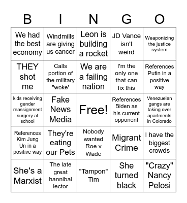 TRUMPISMS 2024 Bingo Card
