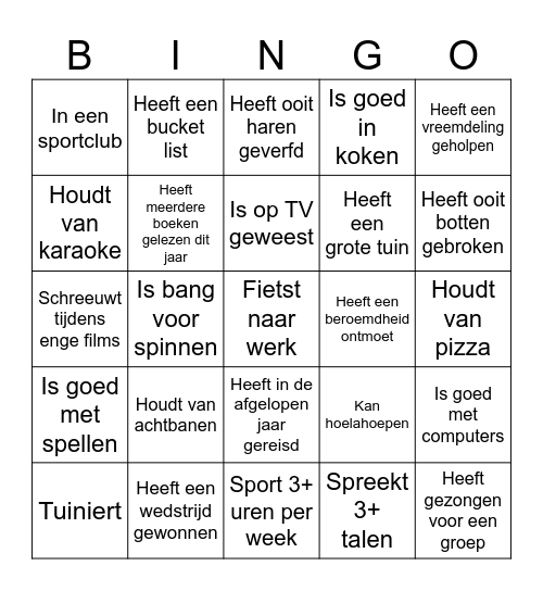 Get To Know You Bingo 1 Bingo Card