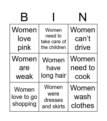 social pressures that lie on women Bingo Card