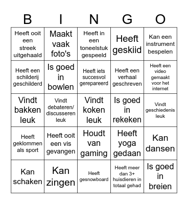 Get To Know You Bingo 1 Bingo Card