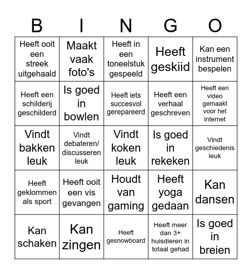 Get To Know You Bingo 1 Bingo Card