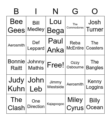 Artist Bingo Card